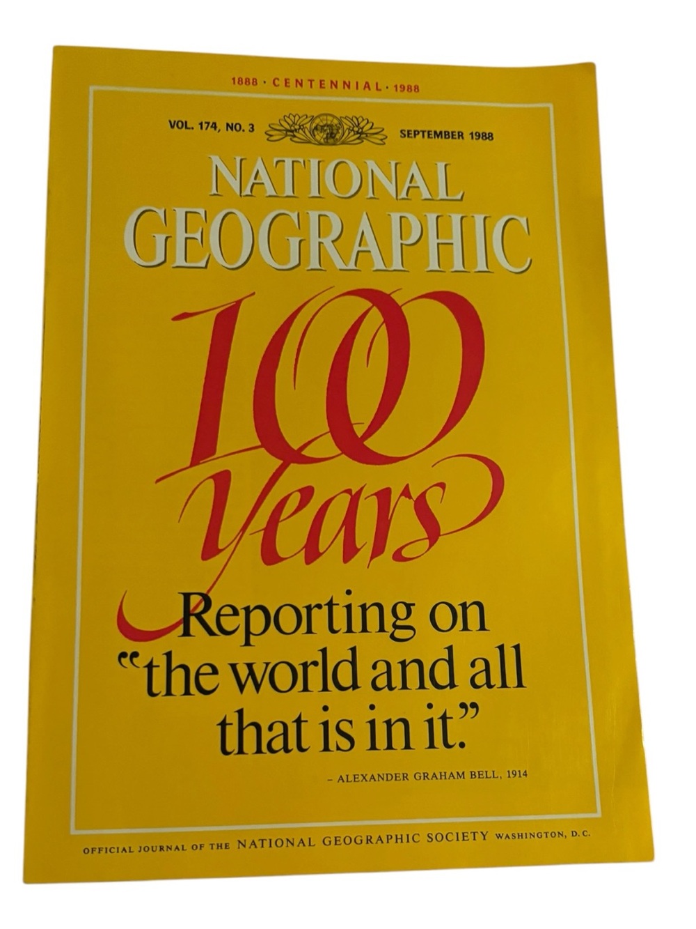 National Geographic Journal 100 Years September 1988 Centennial Magazine Vol 174